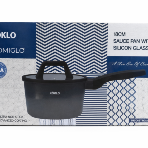 Koklo 18cm Sauce Pan Silicon Glass Lid - كسرول مع غطاء زجاجي