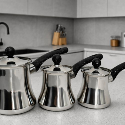 Stainless steel Coffee Warmer Set 3 pcs "Phoenix" - طقم ركاوي قهوه