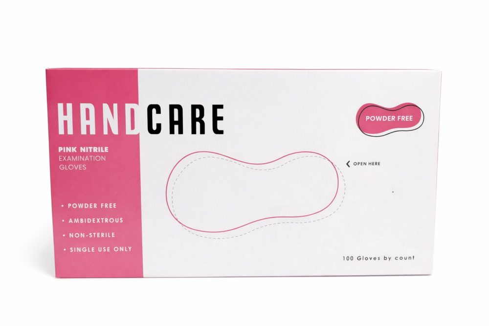 Hand Care Pink Nitrile "100 gloves" - كفوف زهر