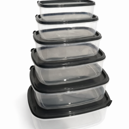 set of plastic food storage containers - تبروير بلاستيك مجموعه من 6 قطع