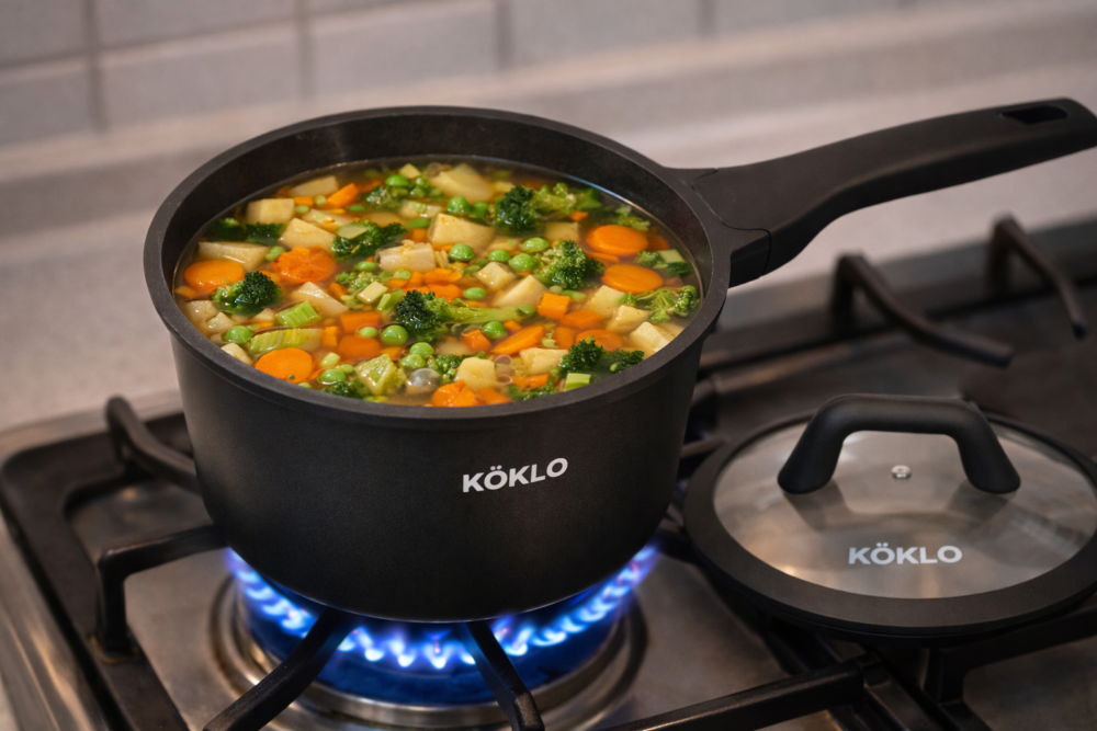 Koklo 18cm Sauce Pan Silicon Glass Lid - كسرول مع غطاء زجاجي