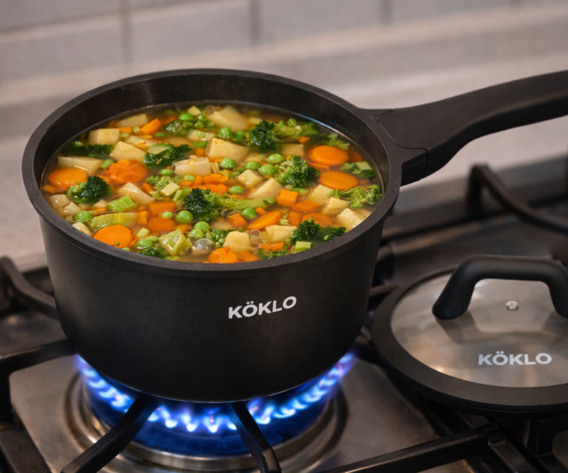 Koklo 18cm Sauce Pan Silicon Glass Lid - كسرول مع غطاء زجاجي