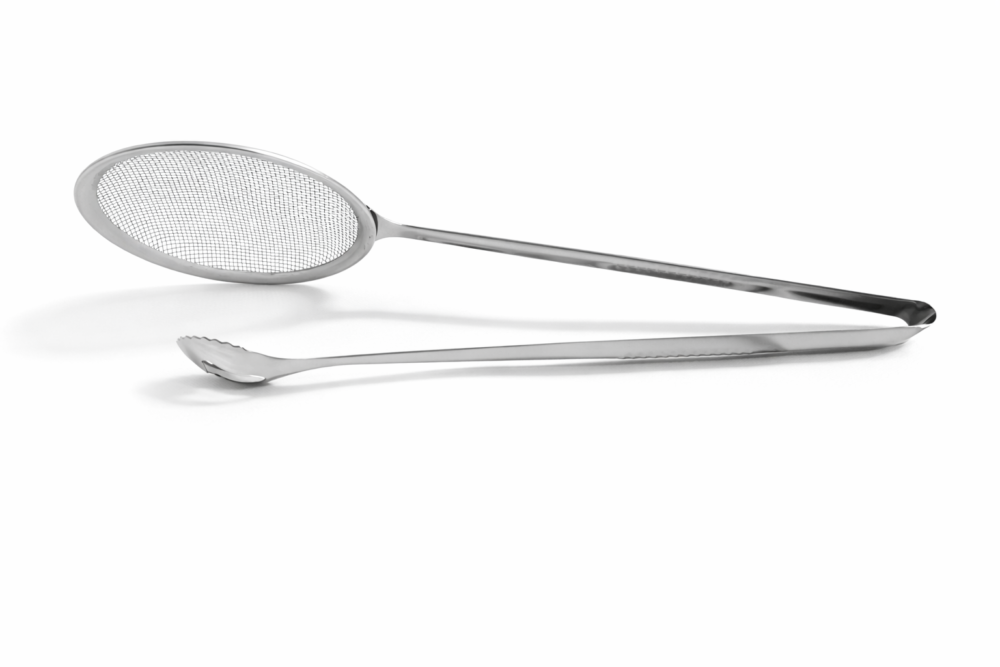 ملقط مطبخ مع مصفاة شبكية من الستانلس ستيل