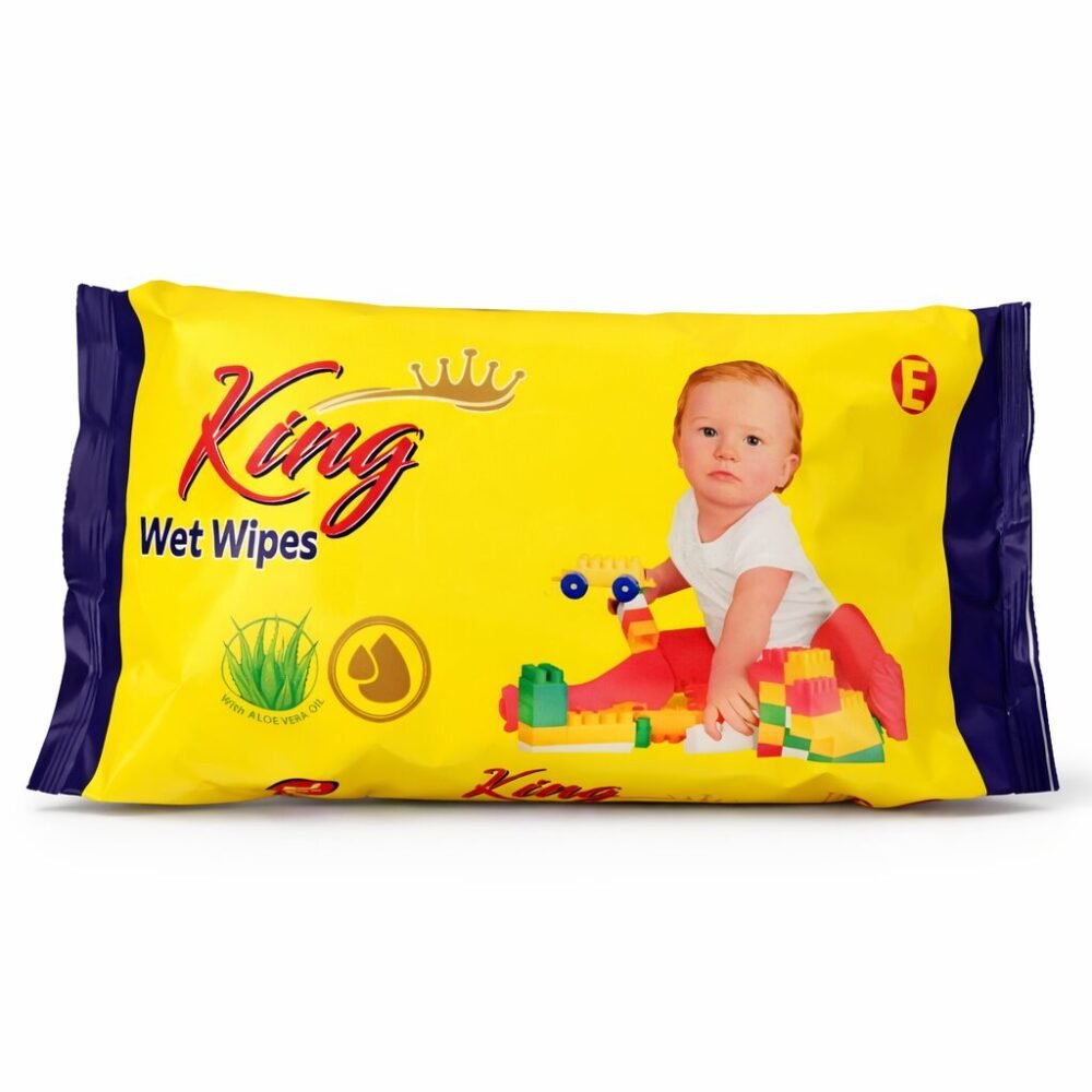 "King" Wet Wipes 100 pcs with Aloe Vera oil and Vitamin E - وايبس كينغ