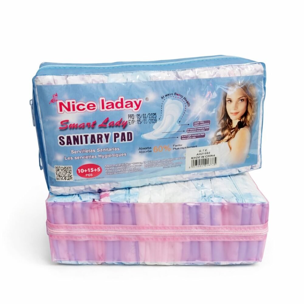 Nice Lady Sanitary Pad 10+15+5 pcs - فوط صحية ثلاث مقاسات مع حقيبة بسحاب