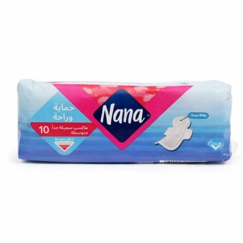 "Nana" Protection &Comfort 10 pads Maxi Extra thick Regular - نانا فوط صحيّة ماكسي سميكة جدا متوسطة للتدفق المتوسط