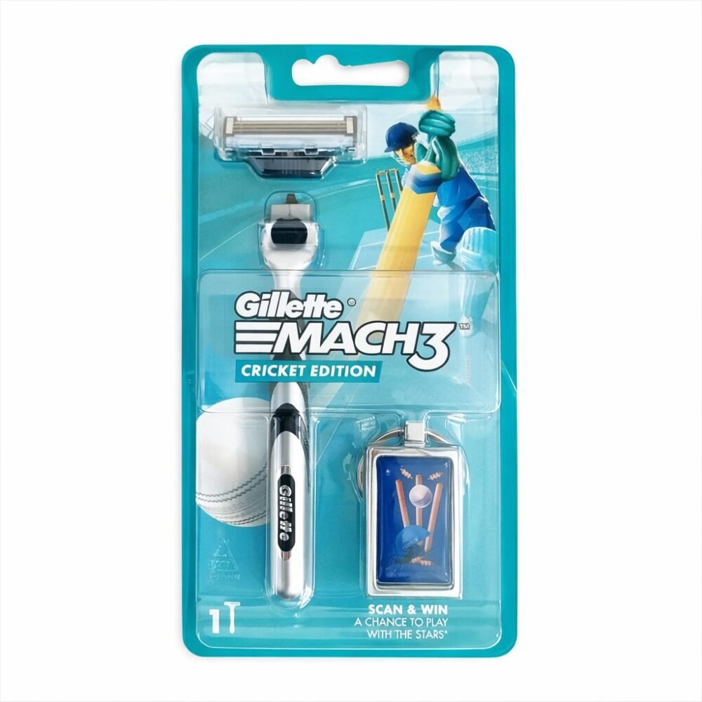 "Gillette" Mach3 Cricket Edition with Free Keychain - شفرة حلاقة