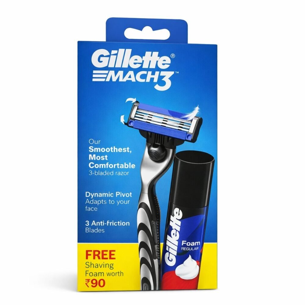 "Gillette" Mach3 our Smoothest Most Comfortable 3 bladed razor Dynamic Pivot 3 Anti-friction -  جيليت ماك شفرة حلاقة