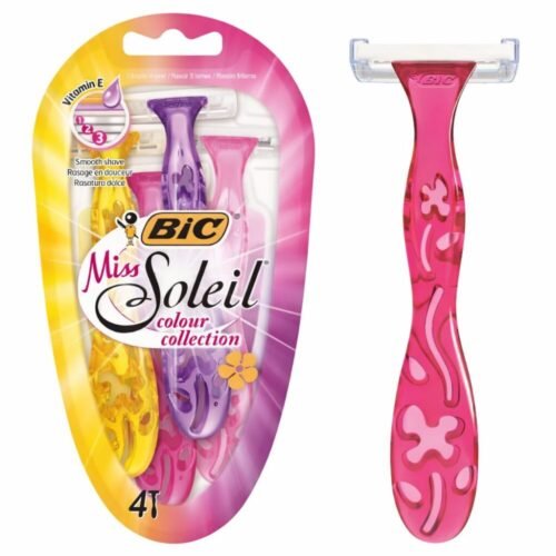 "Bic" Miss Soleil 3-blade shaver with Vitamin E Smooth Shave Colour Collection 4 pcs  - شفر حلاقة