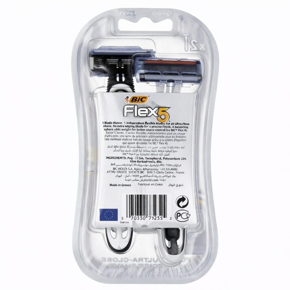 "Bic" Flex5 5 Flexible Blades For An Ultra-Close & Precise Shave 2 pcs - شفر حلاقة
