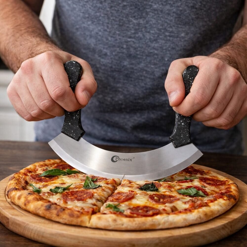 "Phoenix" Stainless Steel Double Handle Mezzaluna Knife 26*20 cm  - قطّاعة