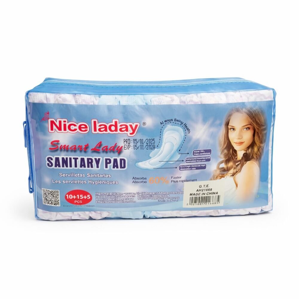 Nice Lady Sanitary Pad 10+15+5 pcs - فوط صحية ثلاث مقاسات مع حقيبة بسحاب