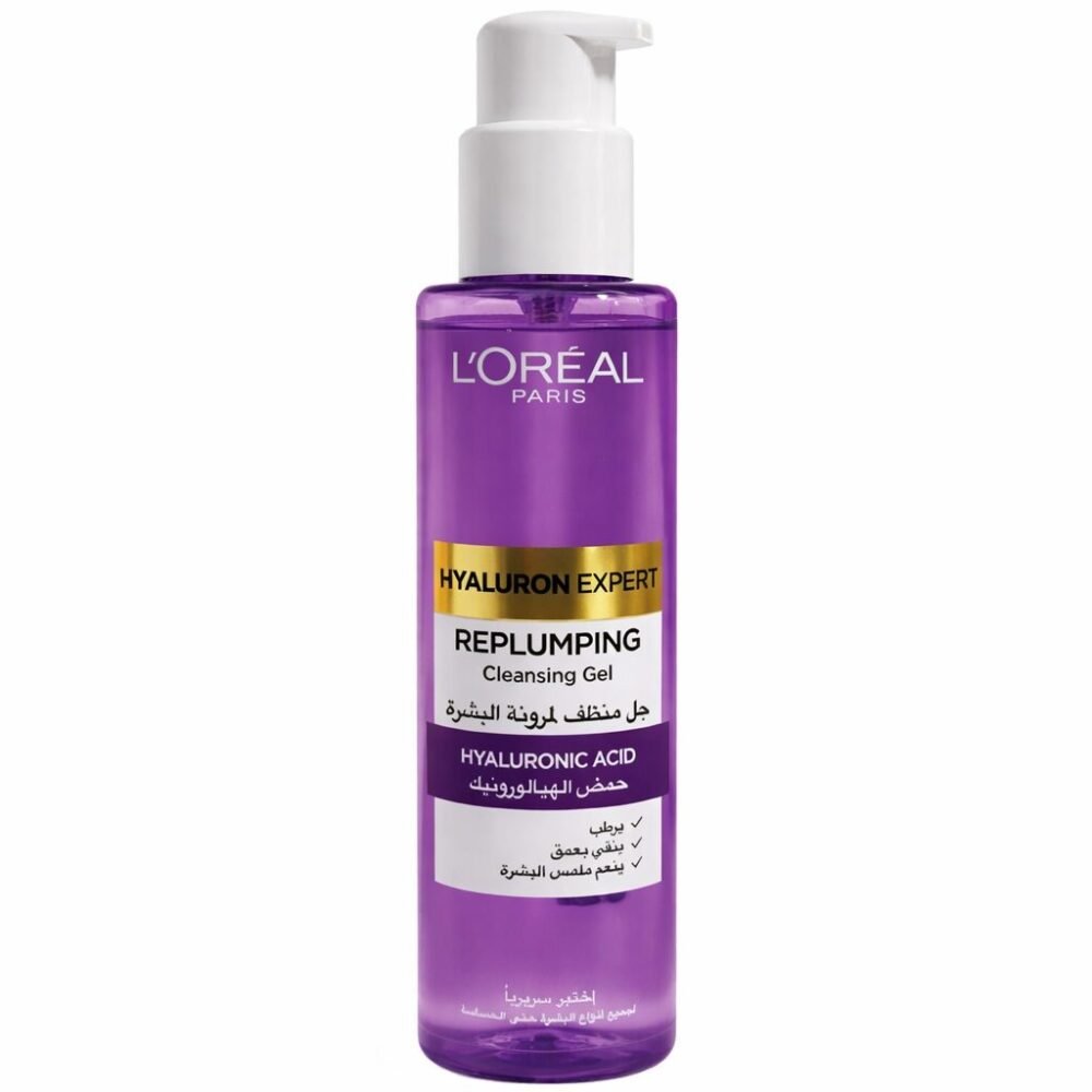 "L'OREAL Paris" Hyaluron Expert ,Replumping Cleansing Gel ,Hyaluronic Acid  150 ml - غسول للوجه من لوريال مع حمض الهيالورونيك لمرونة البشرة