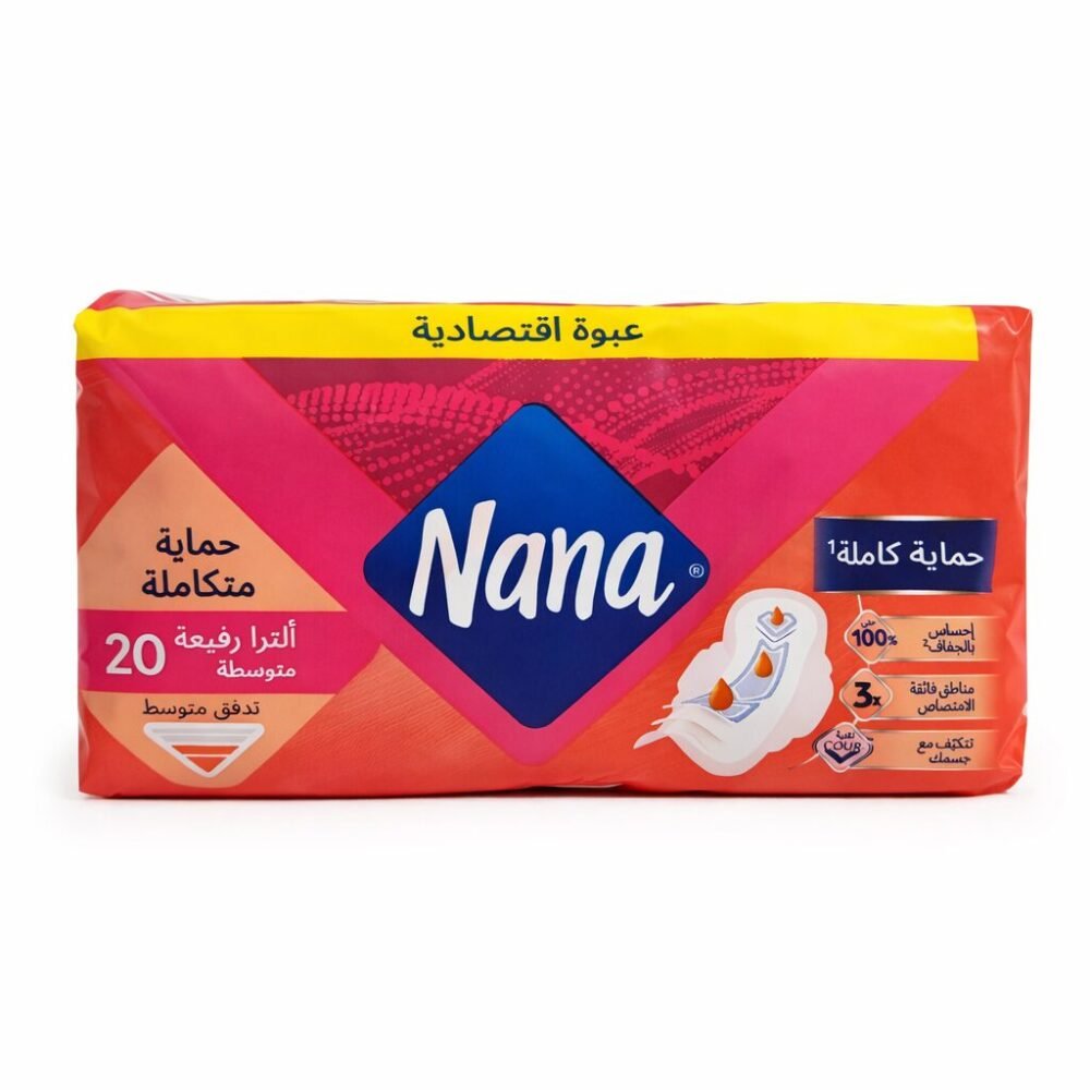 Nana V-Protection 20 Pads with Wings Ultra thin Reguler - نانا فوط صحيّة رفيعة متوسطة للتدفق المتوسط