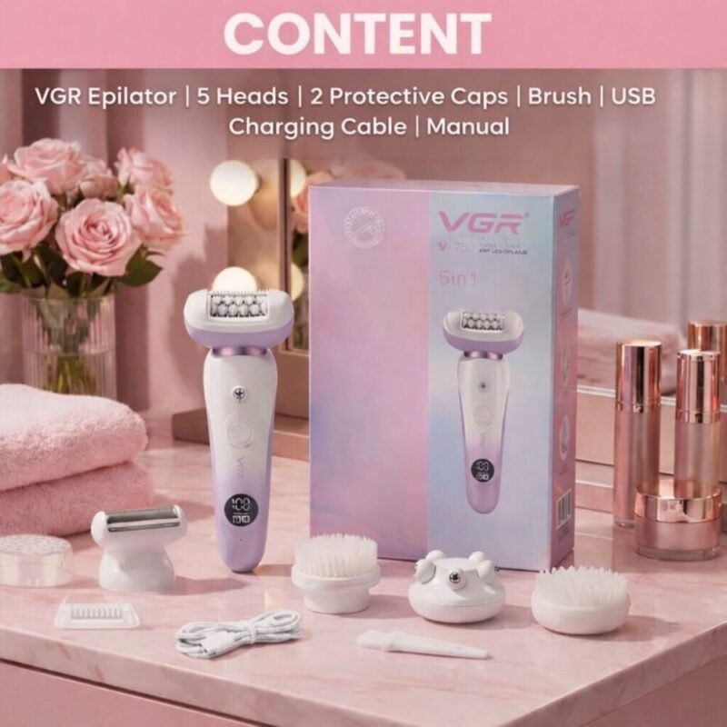 "VGR" V-750 Professional 5 in 1 Lady Epilator 60 minutes -  جهاز إزالة شعر الجسم