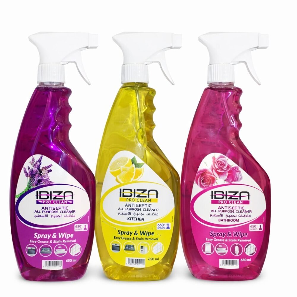 "IBIZA" Pro Clean Antiseptic All Purpose Cleaner Spray and Wipe 650 ml - منظف لجميع الأسطح