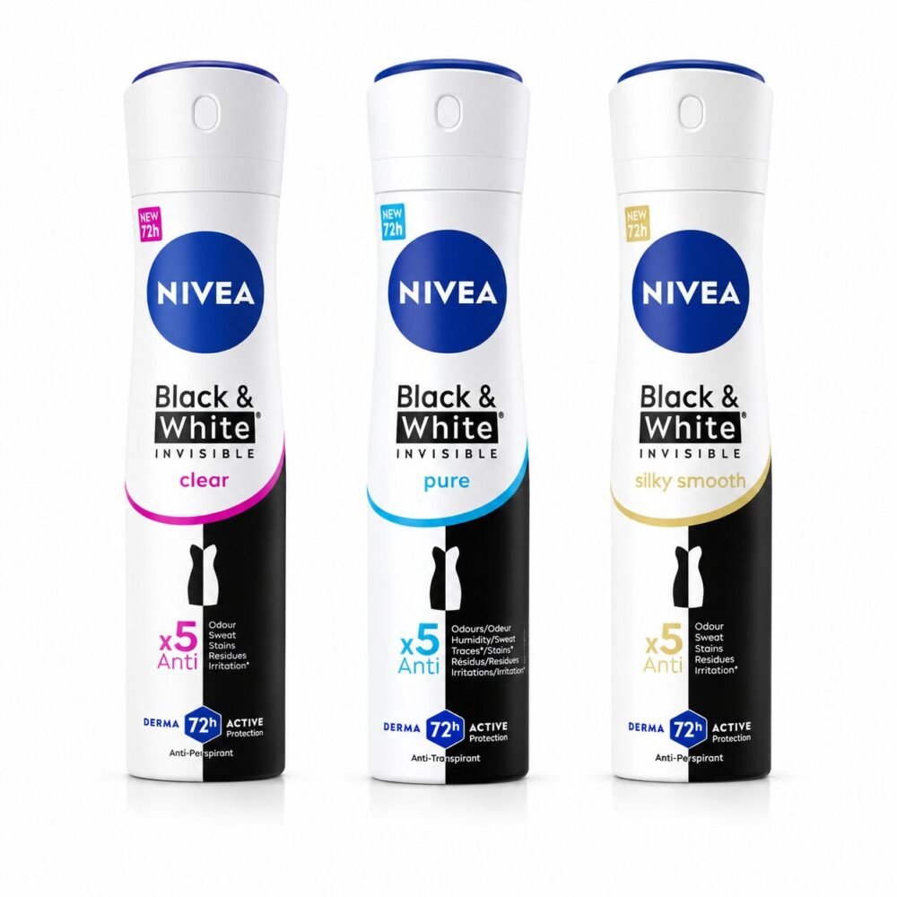 "NIVEA" Deodorant Spray Black and White 48/72h 150ml - نيفيا بخاخ مزيل التعرّق
