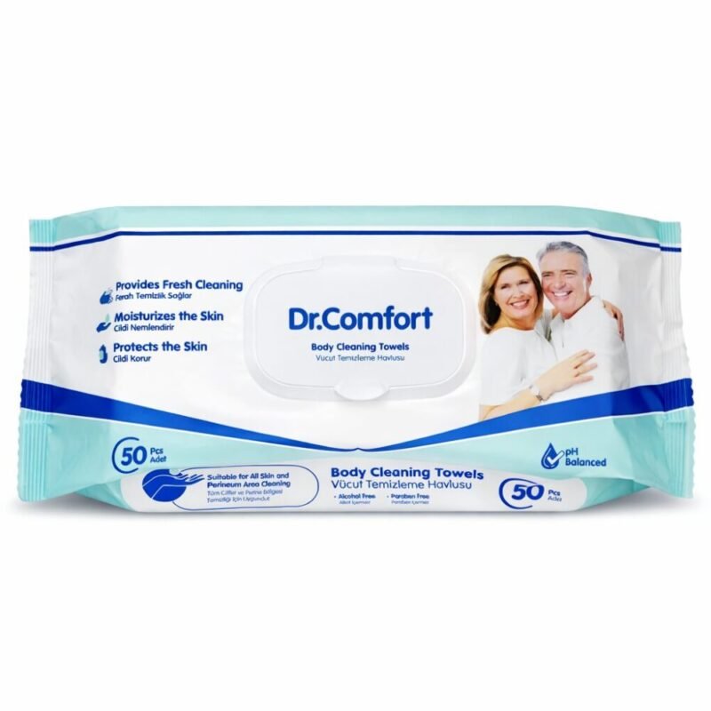 "Dr.Comfort" Wipes Body Cleaning Towels 50 pcs - مناديل مبللة لتنظيف كامل الجسم