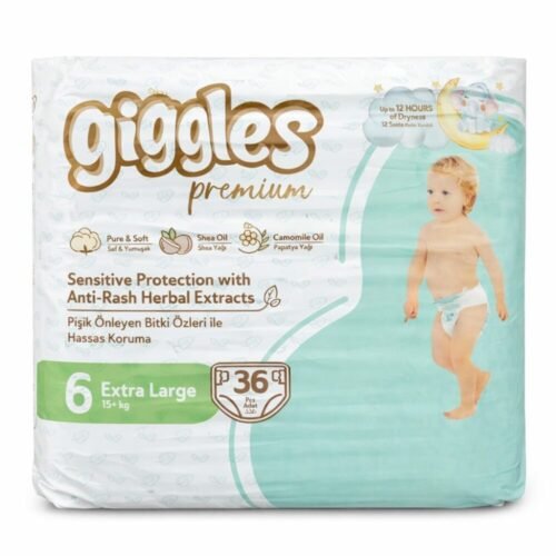 "Giggles" Premium Sensitive Protection Anti-Rash Herbal Extracts  Size 4/5/6 - حفاض أطفال