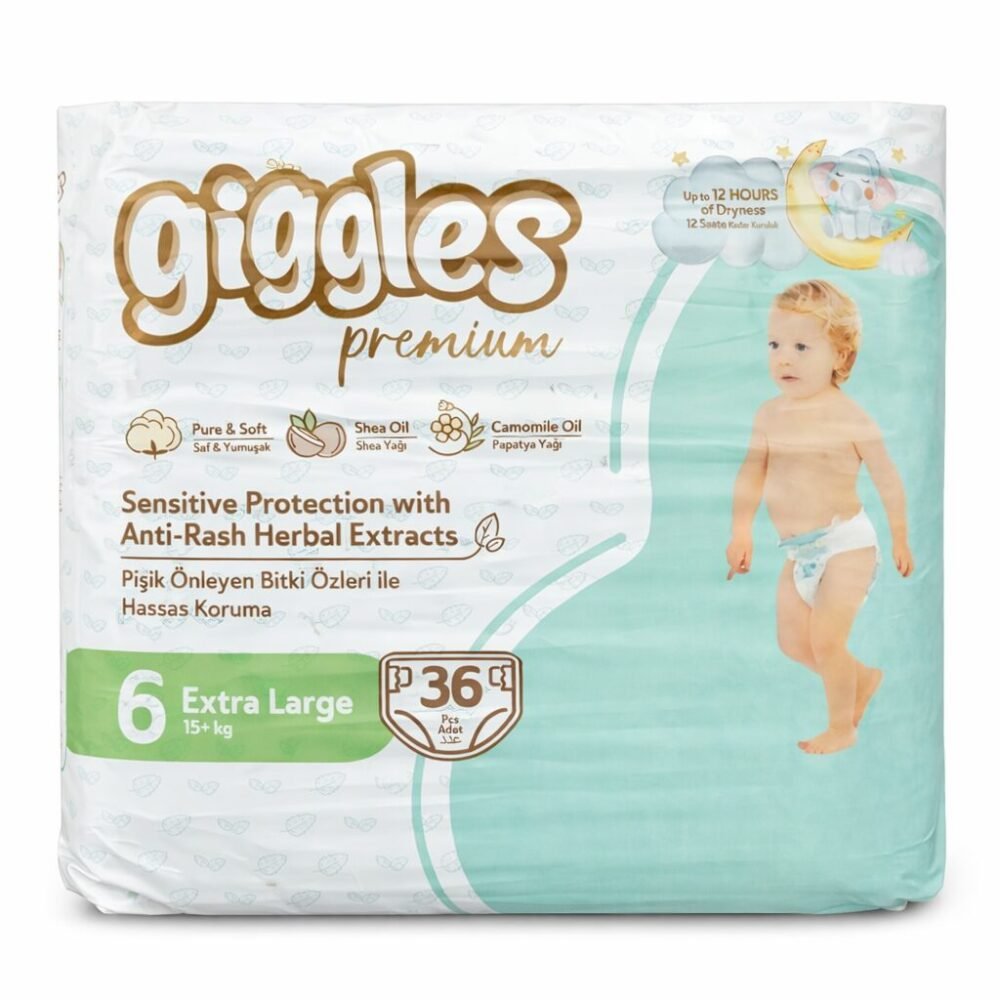 "Giggles" Premium Sensitive Protection Anti-Rash Herbal Extracts  Size 4/5/6 - حفاض أطفال