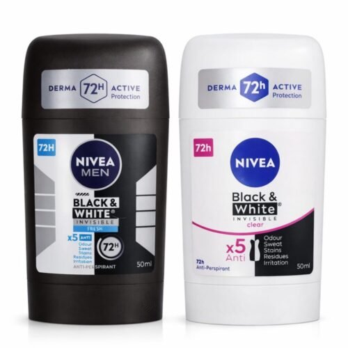 "NIVEA" Black and White Invisible  Anti-perspirant For MEN/Women 72h 50ml - نيفيا مضاد التعرّق
