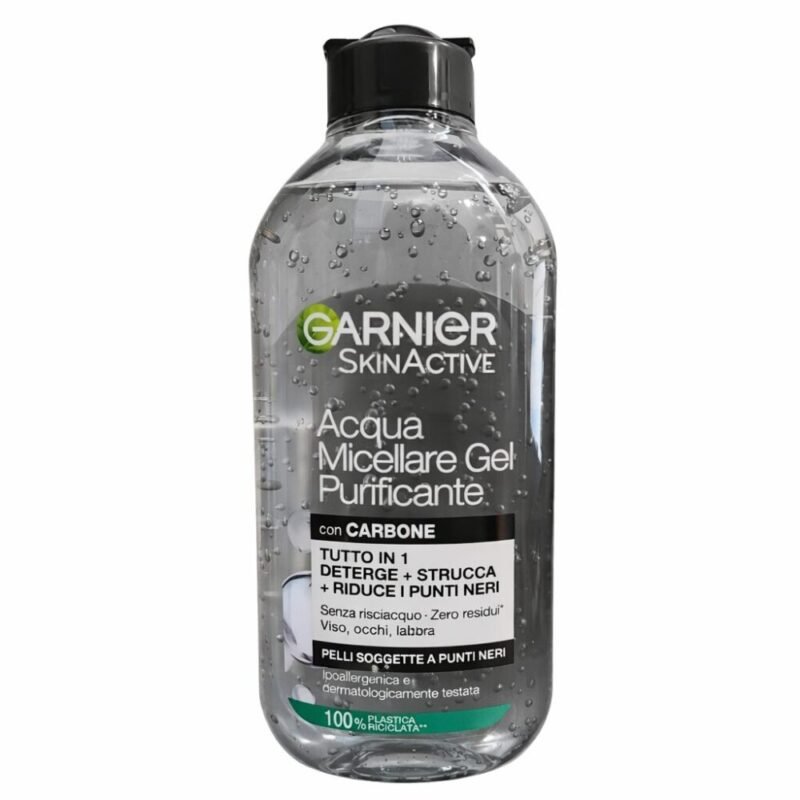 "GARNIER" Skin Active Acqua Micellar Gel Purificante con Carbon 400 ml - غارنييه جل ميسيلار مع الكربون منظف ,مقوي ويقلل من النقاط السوداء