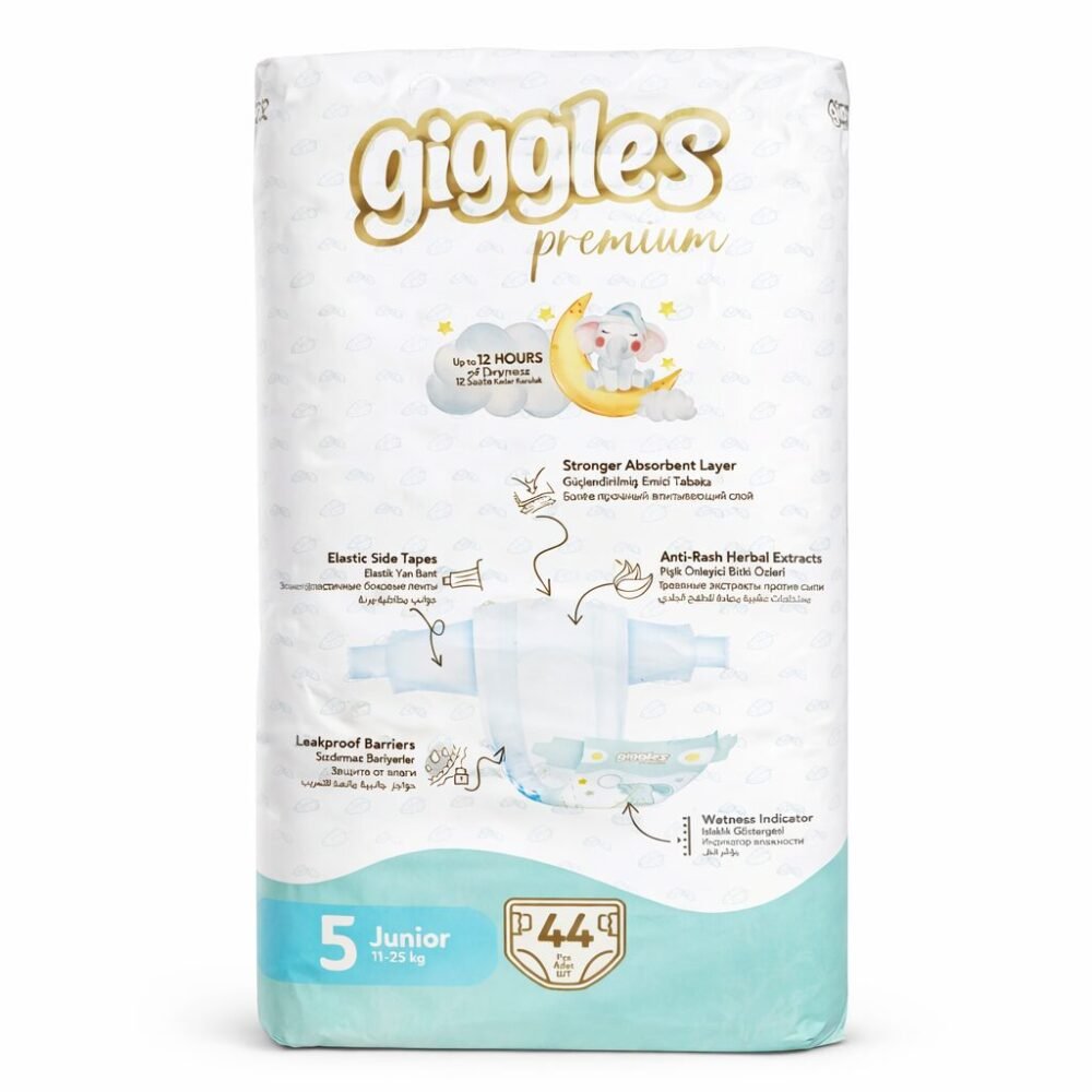 "Giggles" Premium Sensitive Protection Anti-Rash Herbal Extracts  Size 4/5/6 - حفاض أطفال