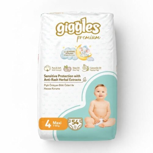 "Giggles" Premium Sensitive Protection Anti-Rash Herbal Extracts  Size 4/5/6 - حفاض أطفال