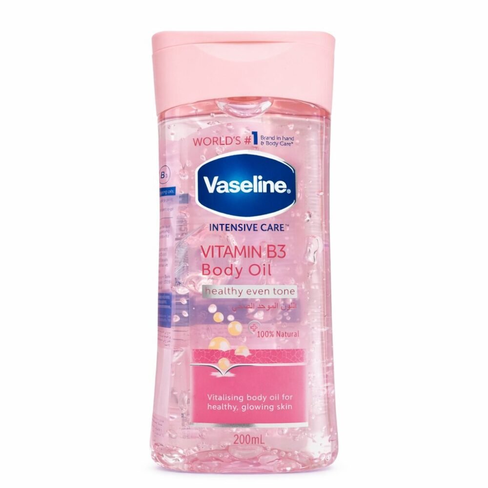 "Vaseline" Intensive Care Body Oil With Vitamin B3 for healthy glowing Skin 200 ml - زيت للجسم للون الموحد الصحي