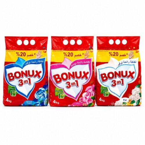 "BONUX 3in1" Laundry Detergent Powder 4 kg - مسحوق بودر للغسيل نظافة ,رائحة وتوفير