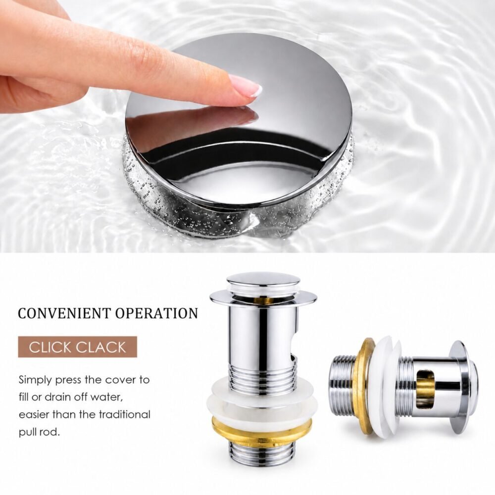 "Sunny" Click Clack Pop-Up Drain Stopper 8*6 cm - مصرف وسدادة مجلى حمام بنظام ضغط