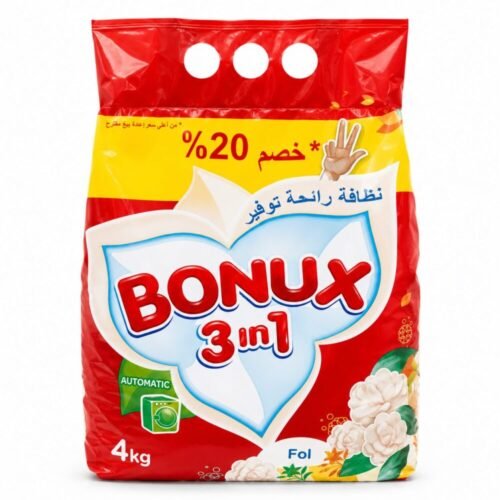 "BONUX 3in1" Laundry Detergent Powder 4 kg - مسحوق بودر للغسيل نظافة ,رائحة وتوفير