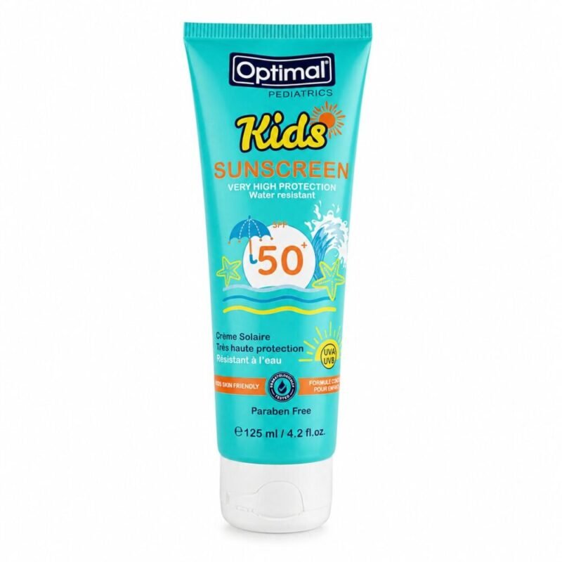 "Optimal"  Sunscreen Very High Protection Water Resistant For Kids  50+SPF 125 ml - كريم واقي من الشمس للأطفال