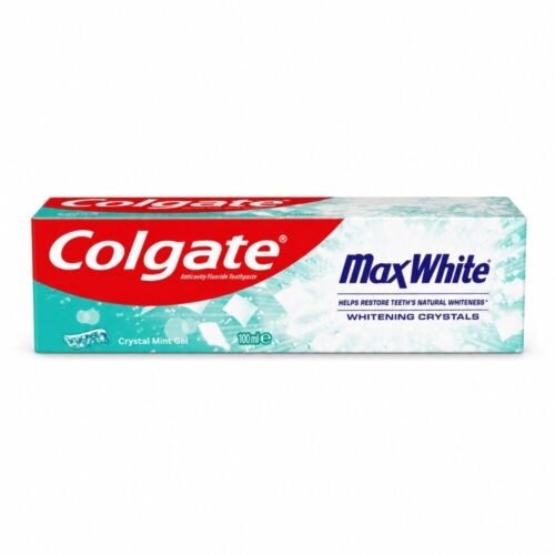 "Colgate" Max White Crystal Mint Gel 100 ml - كولجيت مع حبيبات كريستالية مبيضة لإستعادة البياض الطبيعي للأسنان
