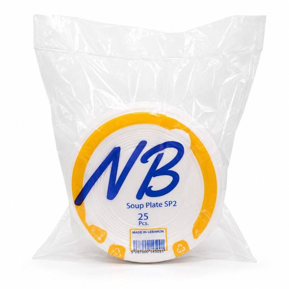 "NB" Soup Plate 25 pcs - صحن شوربة وسط أبيض