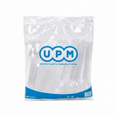 "UPM" Tea Spoon 12.5 cm 50 pcs - ملاعق بلاستيك للشاي شفاف
