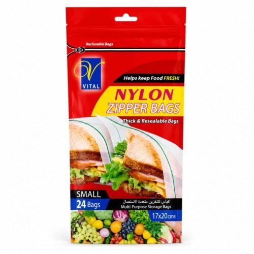 "VITAL" Nylon Zipper Bags 17*20cm 24pcs - أكياس للتخزين متعددة الإستعمال