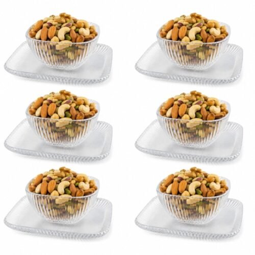 "ROYAL DESIGN" Glass Serving Bowls With Plates - كاسات ضيافة زجاجية