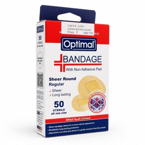 "Optimal" Bandage with Non-Adhesive Pad Sheer Round Regular 50 pcs - ضمّادات طبيّة شفافة