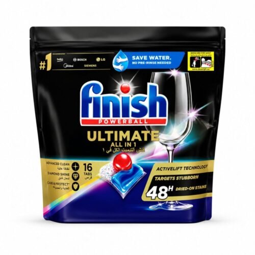 "Finish" Power Ball Ultimate all in 1 for A hygienically clean Dishwasher 206.4 g 16 pcs -أقراص فنش ألتيميت الكل في 1