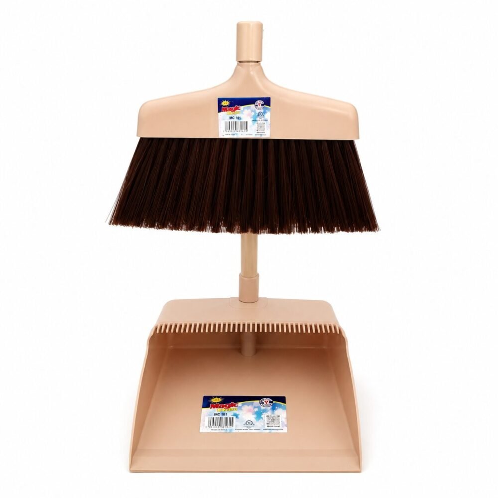 "Magic Clean" Long Handle Broom And Dustpan Set 101 cm - مكنسة ناعمه مع مجرفة بمقبض طويل