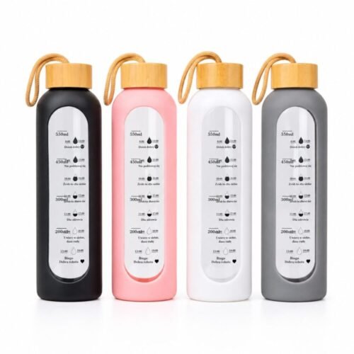 Glass Water Bottle - مطرة ماء زجاجية بغطاء خشبي