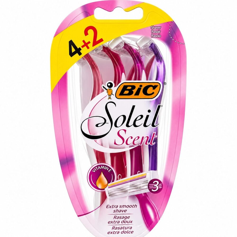 "Bic" Soleil Scent 3-blade shaver with Vitamin E Extra Smooth Shave 6 pcs - شفر حلاقة