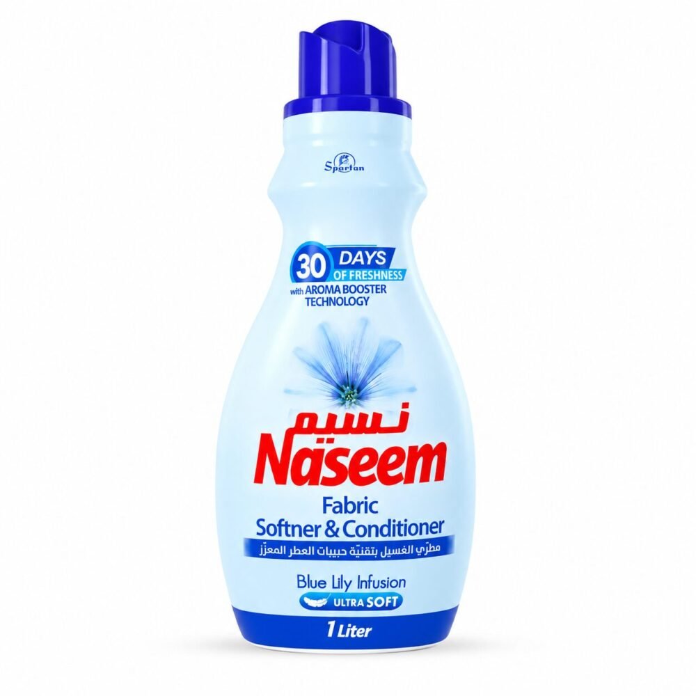 "Spartan Naseem" Fabric Softner and Conditioner 1L - نسيم مطرّي الغسيل بتقنية حبيبات العطر المعزّز
