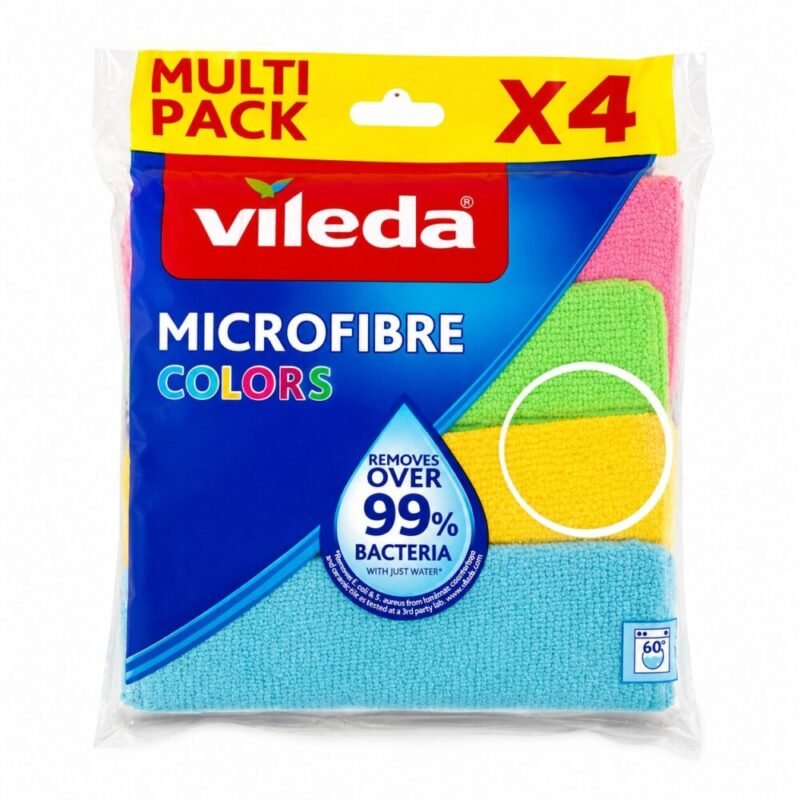 "Vileda" Microfibre Colors 4pcs 30*30cm - فيليدا طقم مناشف مايكروفايبر