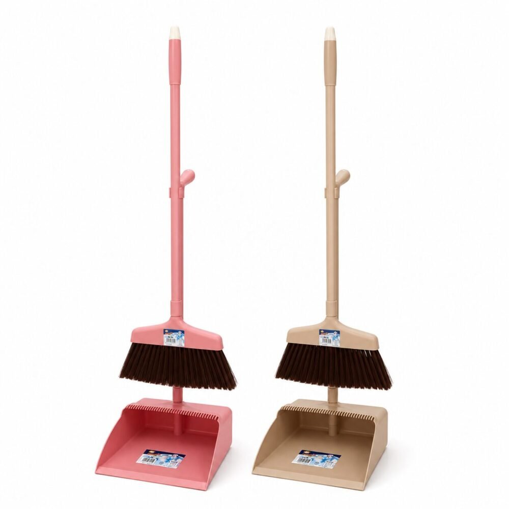 "Magic Clean" Long Handle Broom And Dustpan Set 101 cm - مكنسة ناعمه مع مجرفة بمقبض طويل