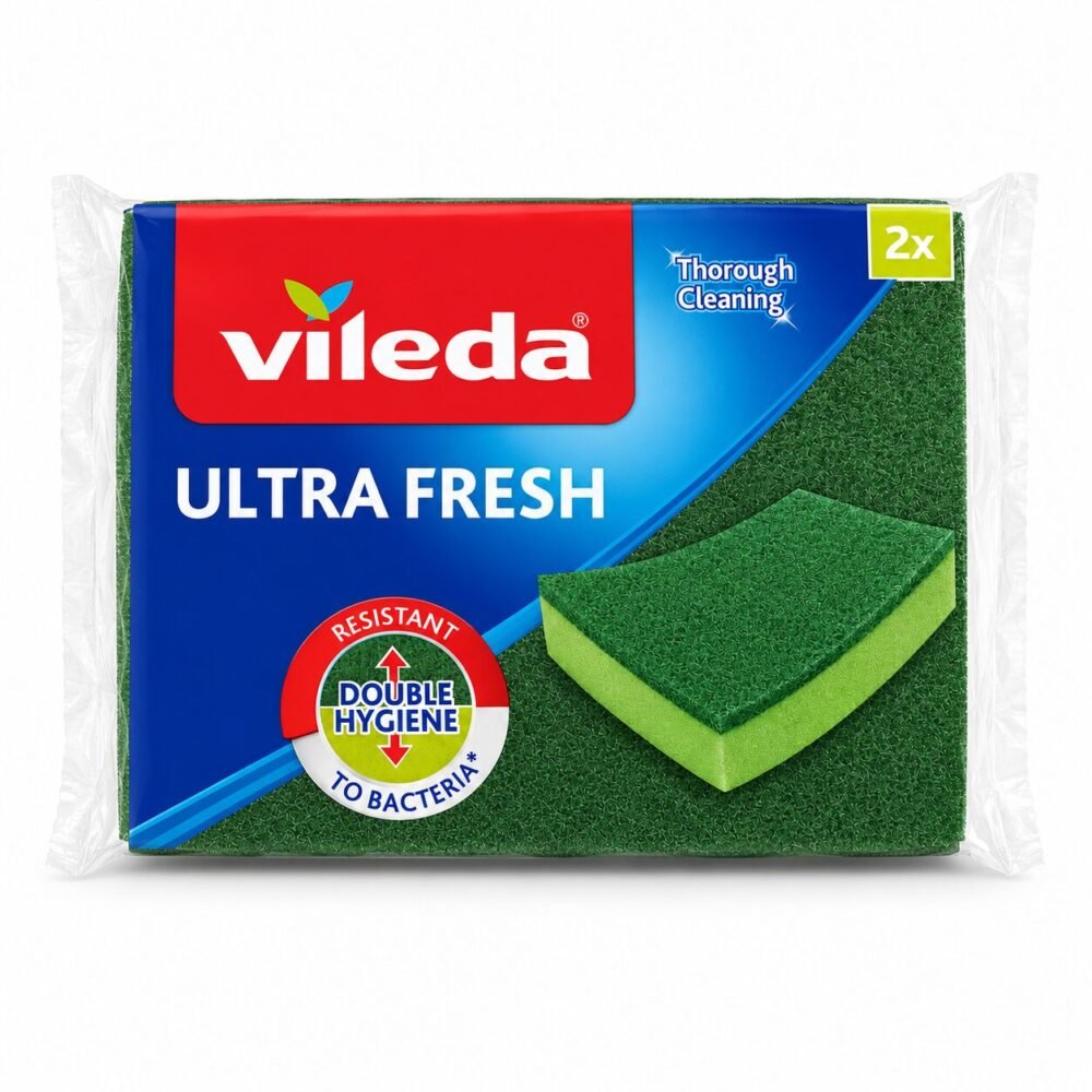 "Vileda" Ultra Fresh Cleaning Sponge 2pcs - فيليدا إسفنج تنظيف مقاوم للبكتيريا