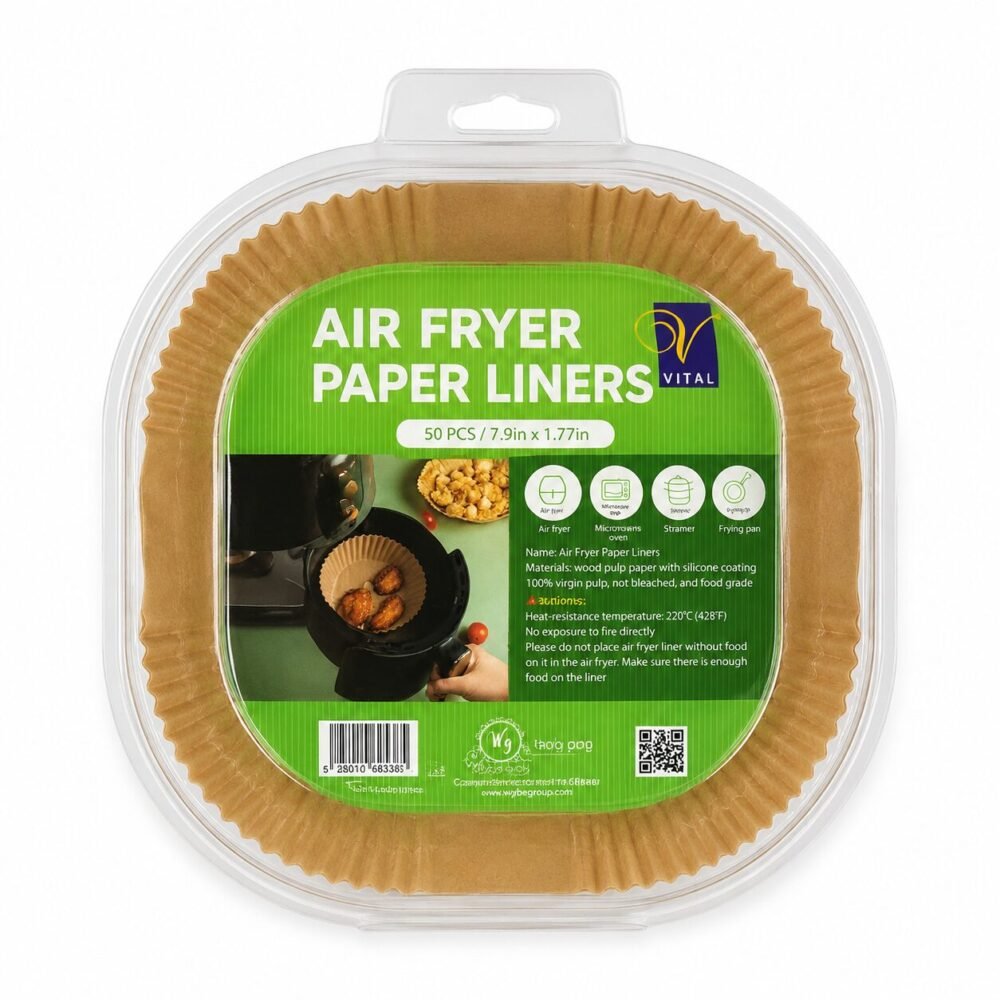 "VITAL" Air Fryer Paper Liners 24*24 cm  50 pcs - ورق زبدة للقلاية الهوائية