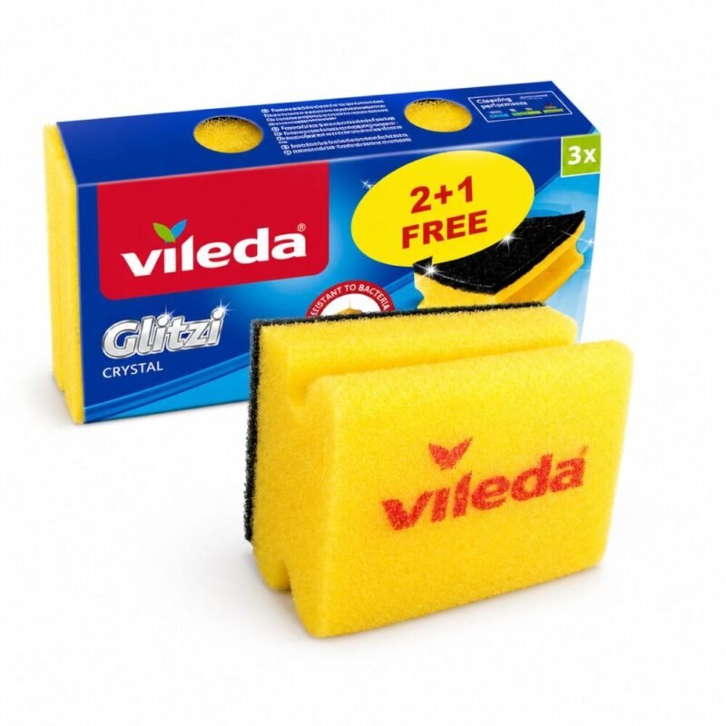 "Vileda" Glitzi Crystal Cleaning Sponge 3pcs - فيليدا إسفنج تنظيف مقاوم للبكتيريا