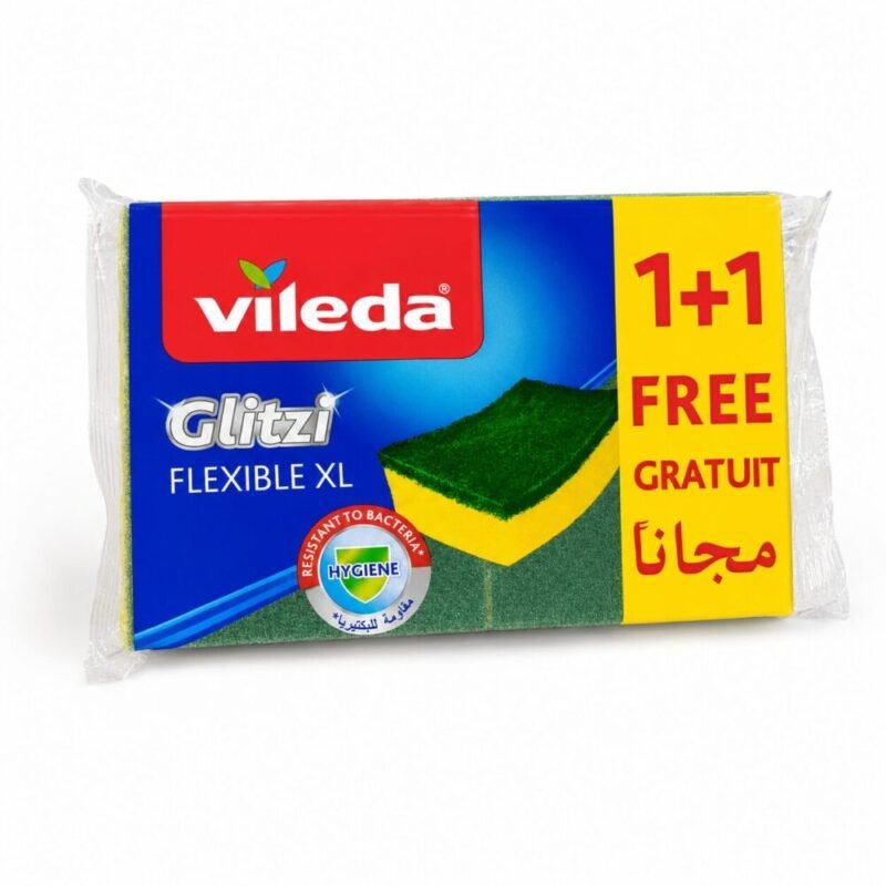 "Vileda" Glitzi Crystal Cleaning Sponge Flexible XL 2pcs - فيليدا إسفنج تنظيف مقاوم للبكتيريا